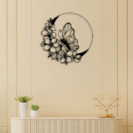 Flowers Ring Butterfly Metal Wall Art