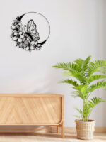 Flowers Ring Butterfly Metal Wall Art3