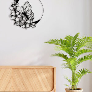 Flowers Ring Butterfly Metal Wall Art3