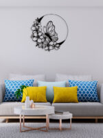 Flowers Ring Butterfly Metal Wall Art4