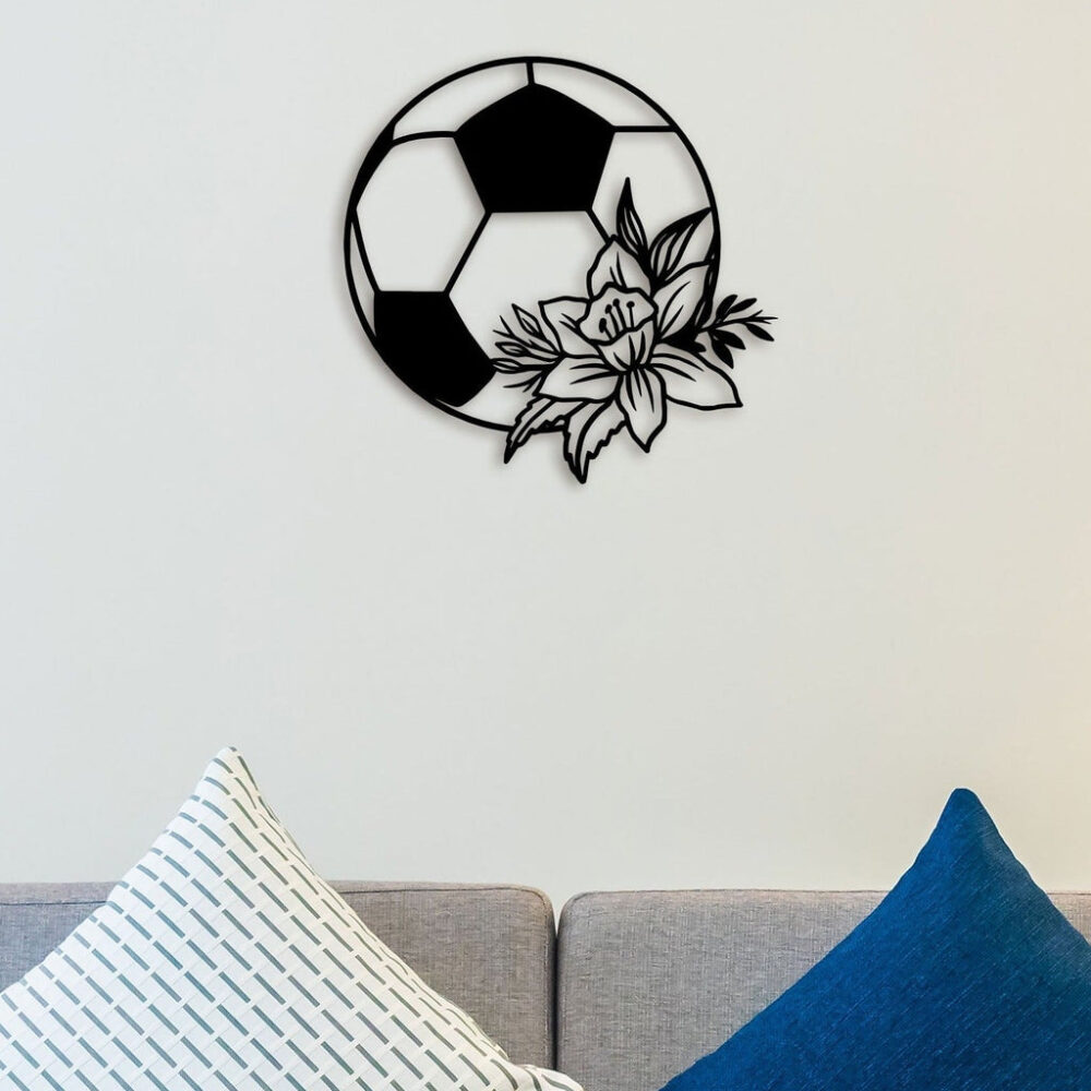 Football Flower Metal Wall Art2