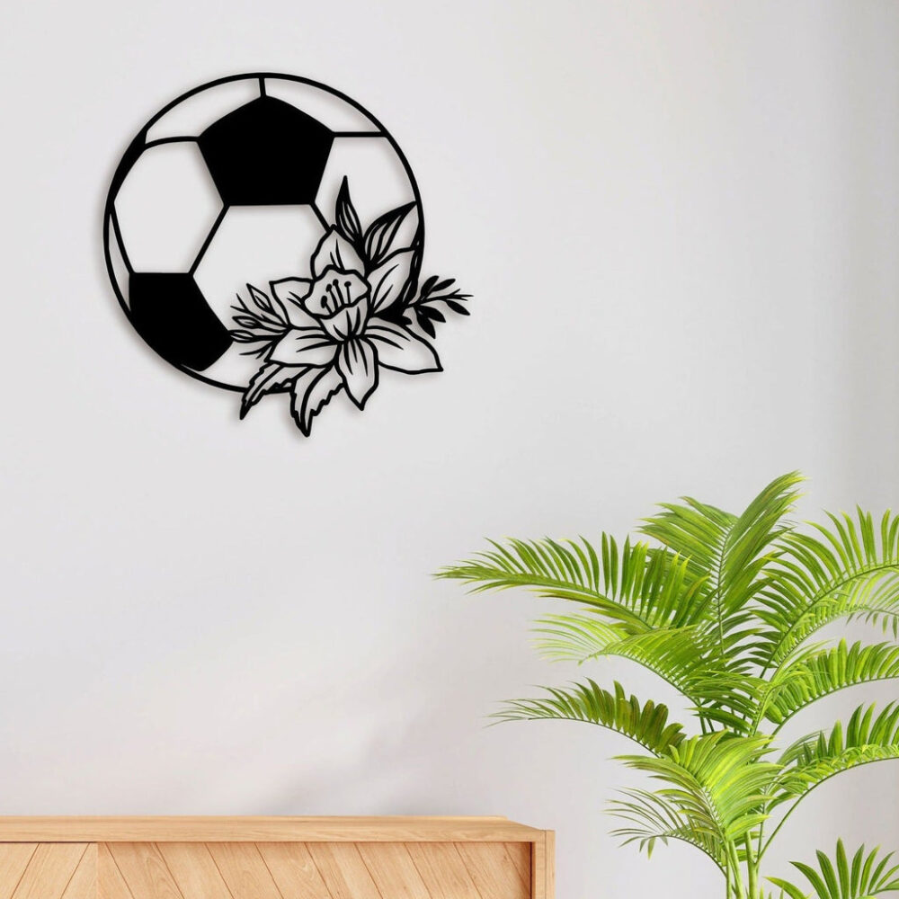 Football Flower Metal Wall Art3