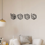 Four Hexagon Metal Wall Art