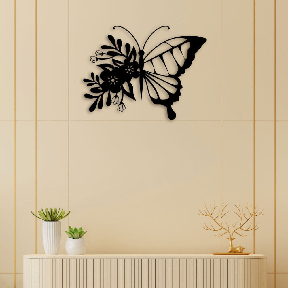 Leaf Butterfly Metal Wall Art