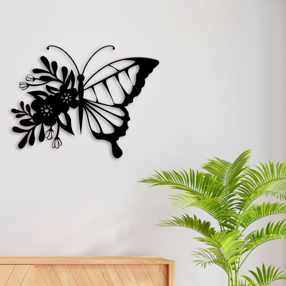 Leaf Butterfly Metal Wall Art3