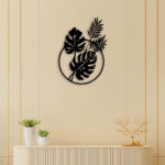 Leaf In Circle Metal Wall Art2