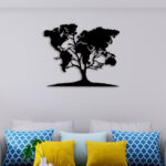 Map On Tree Metal Wall Art4