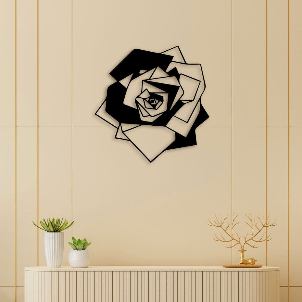 Minimalist Rose Flower Metal Wall Art2