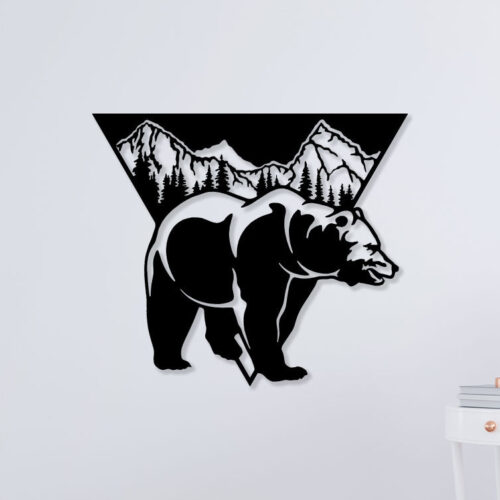 Mountain Bear Metal Wall Art1