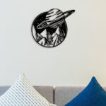 Planet On Mountain Metal Wall Art