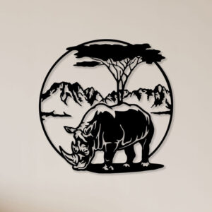 Rhinoceros Metal Wall Art1