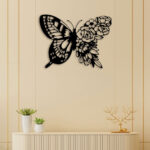 Rose Butterfly Metal Wall Art