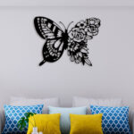 Rose Butterfly Metal Wall Art2