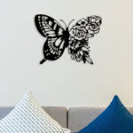 Rose Butterfly Metal Wall Art3