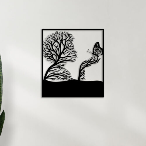 Tree & Butterfly Metal Wall Art1