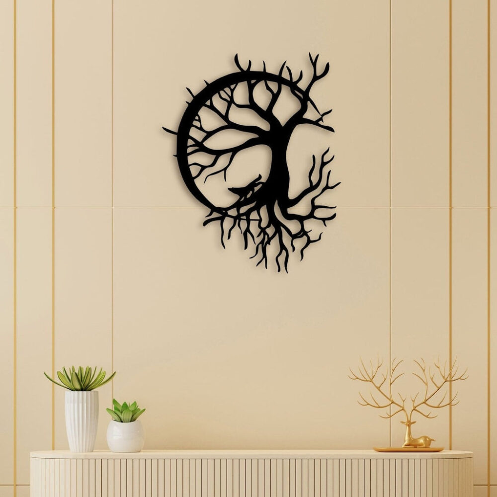 Tree In Circular Shape Metal Wall Art