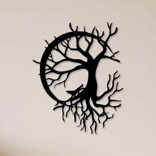 Tree In Circular Shape Metal Wall Art1