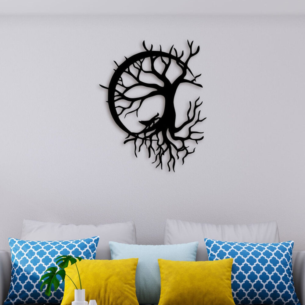 Tree In Circular Shape Metal Wall Art4