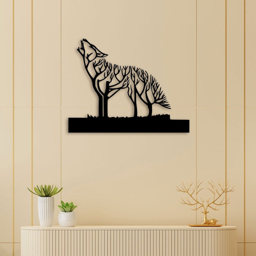 Wolf In Forest Metal Wall Art