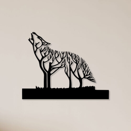 Wolf In Forest Metal Wall Art1