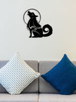 Wolf On Moon Metal Wall Art2