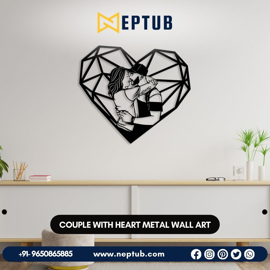 Couple with Heart Metal Wall Art A Symbolic Embrace in Every Detail