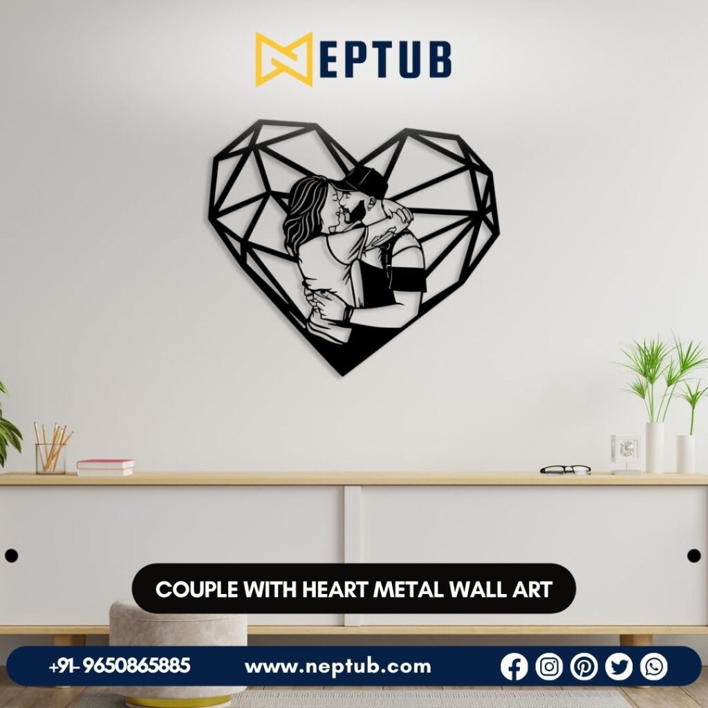 Couple with Heart Metal Wall Art – A Symbolic Embrace in Every Detail