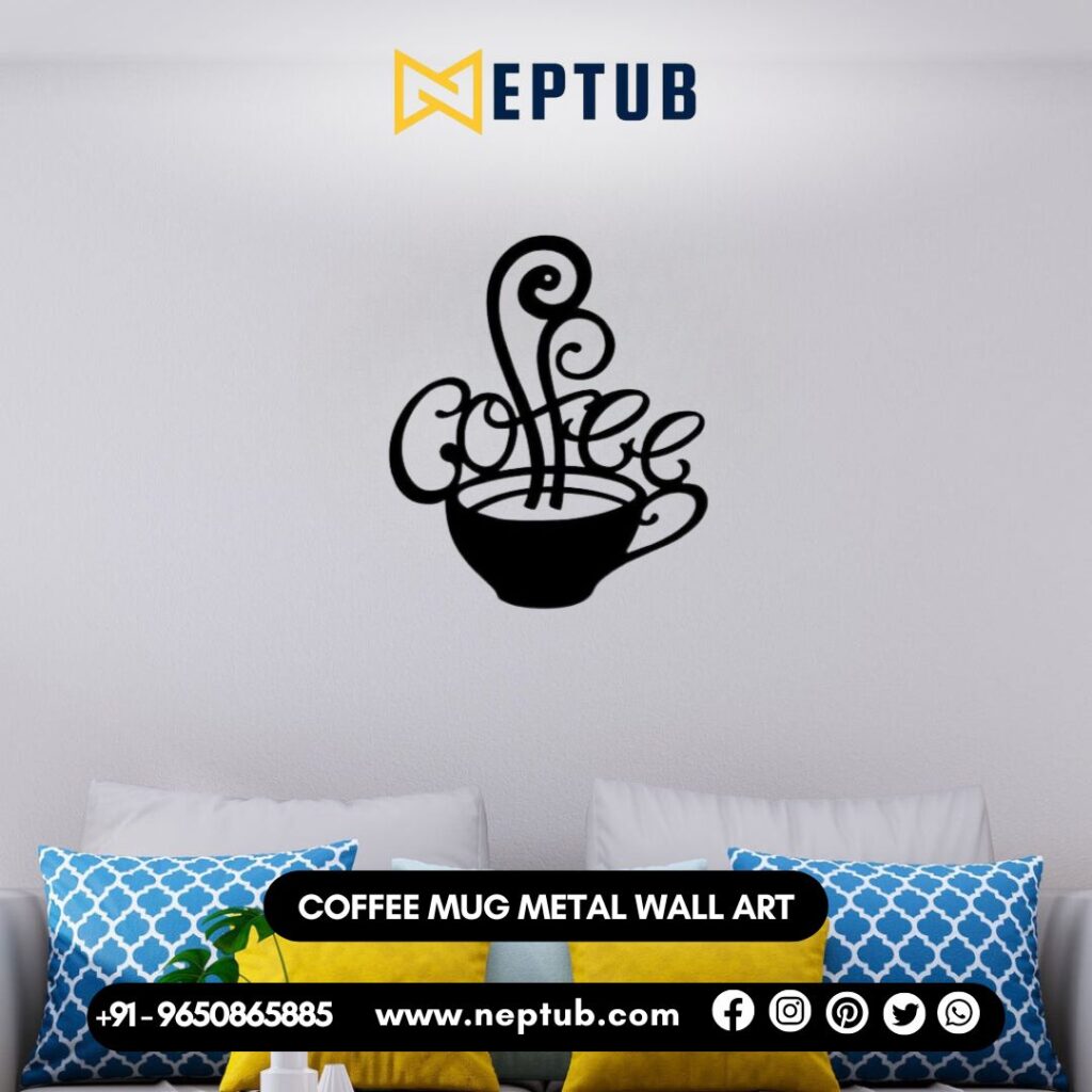 Gastronomic Artistry Beautiful Coffee Mug Metal Wall Decor