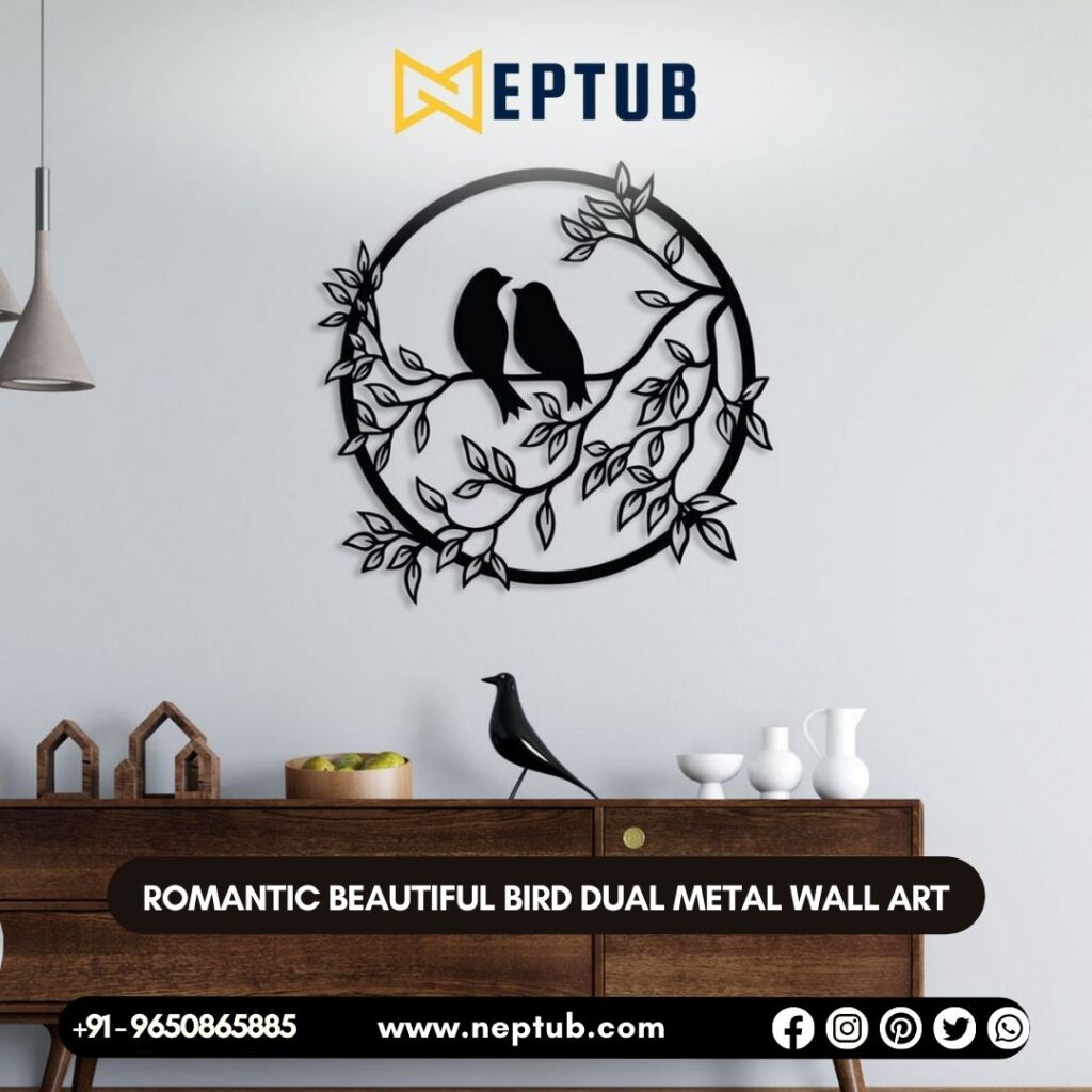 Romantic Beautiful Bird Dual Metal Wall Art Elevate Your Love Nest