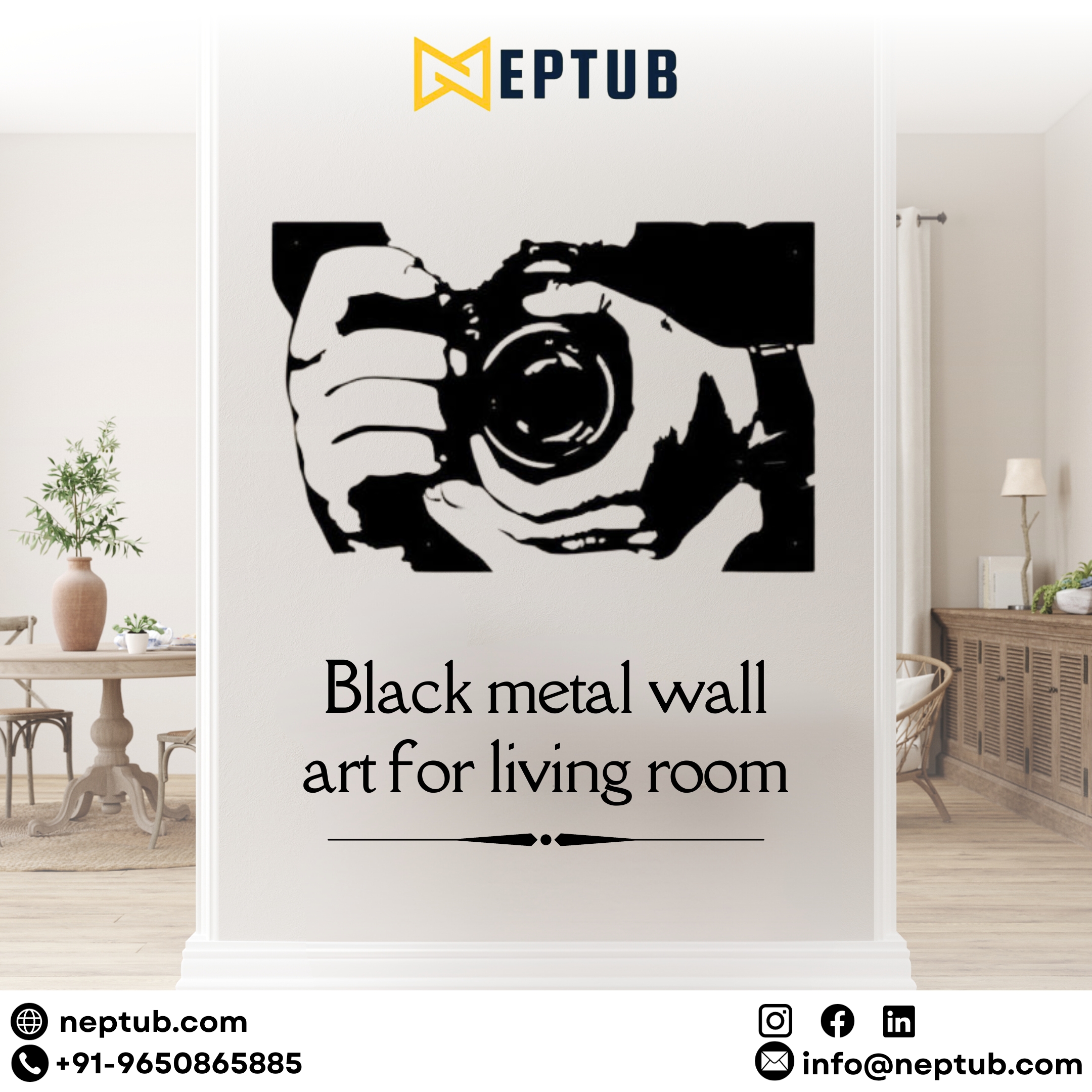 Black Metal Wall Art for Living Room Timeless Elegance