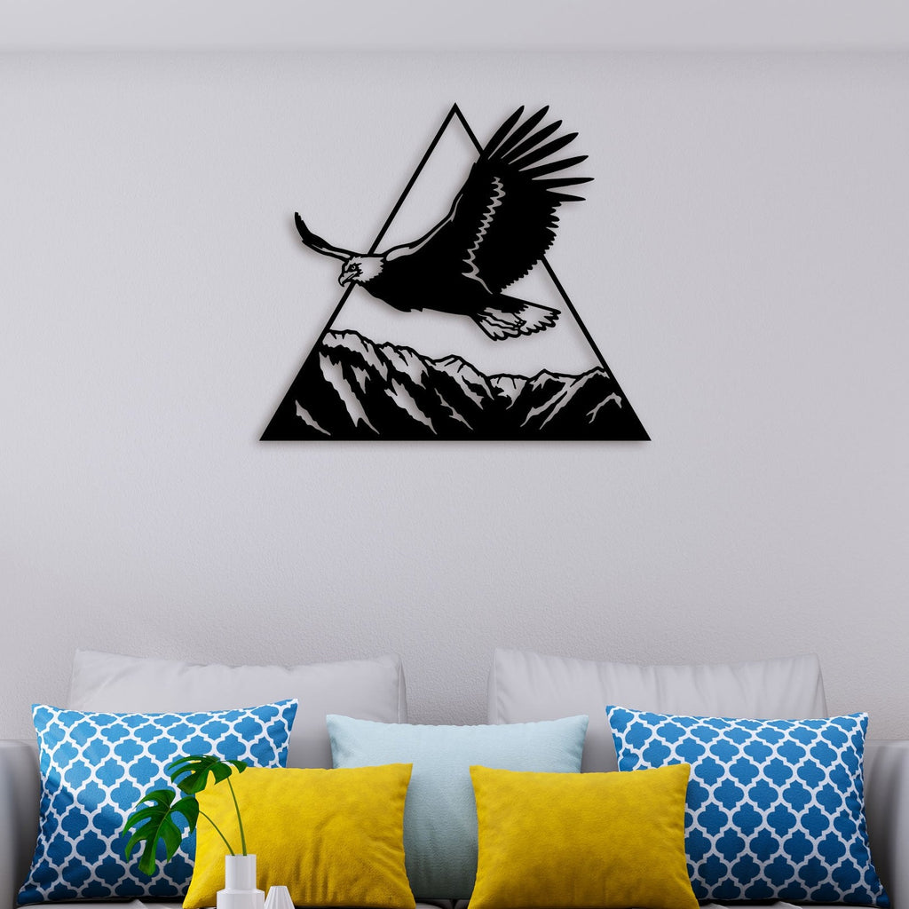 Eagle on Mountain Metal Wall Art Majestic Heights Captured in Metal