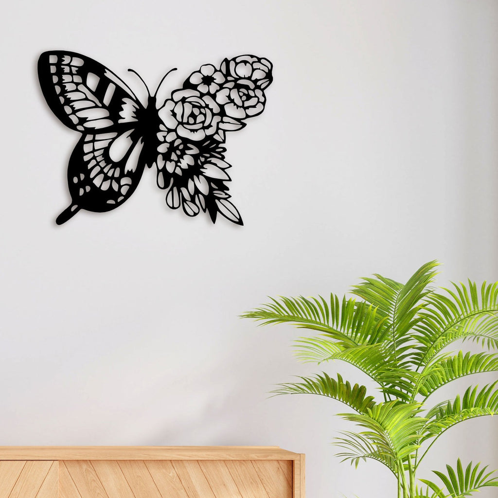 Rose Butterfly Metal Wall Art Captivating Beauty for Your Home Decor