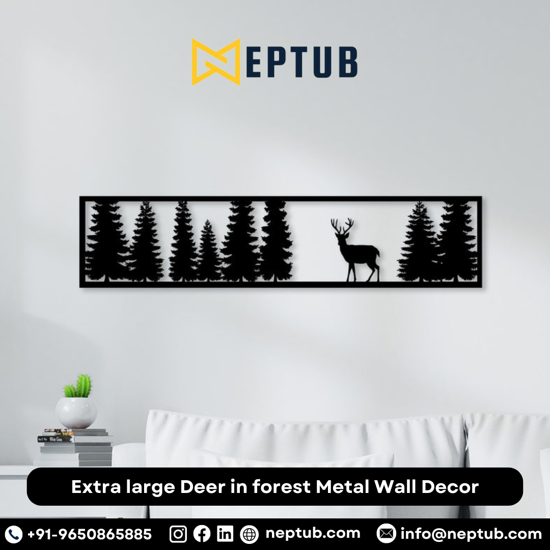 Deer in Forest Metal Wall Decor A Majestic Wilderness Retreat for Your Walls