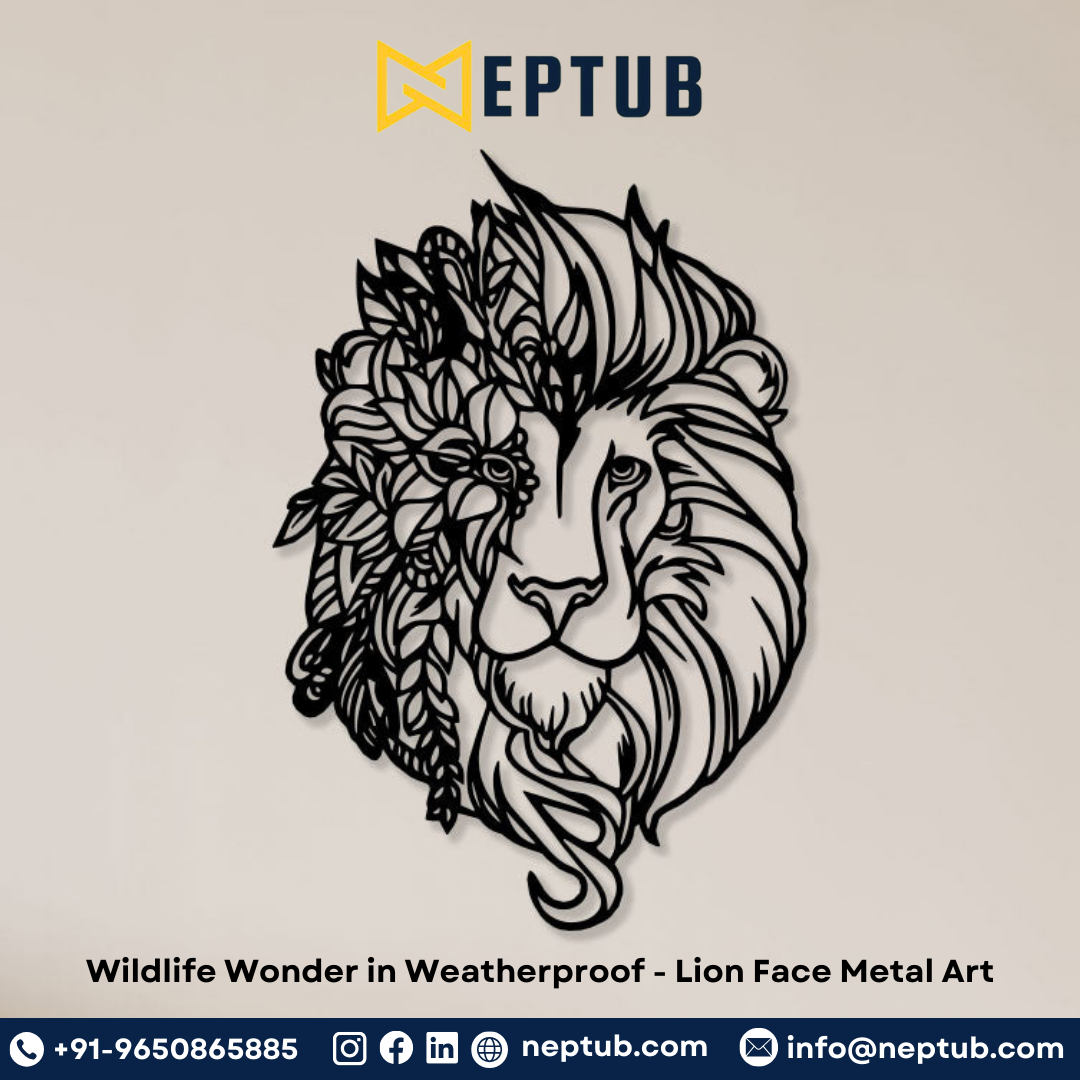 Lion Face Metal Art A Majestic Wildlife Wonder Built to Weather Any Storm