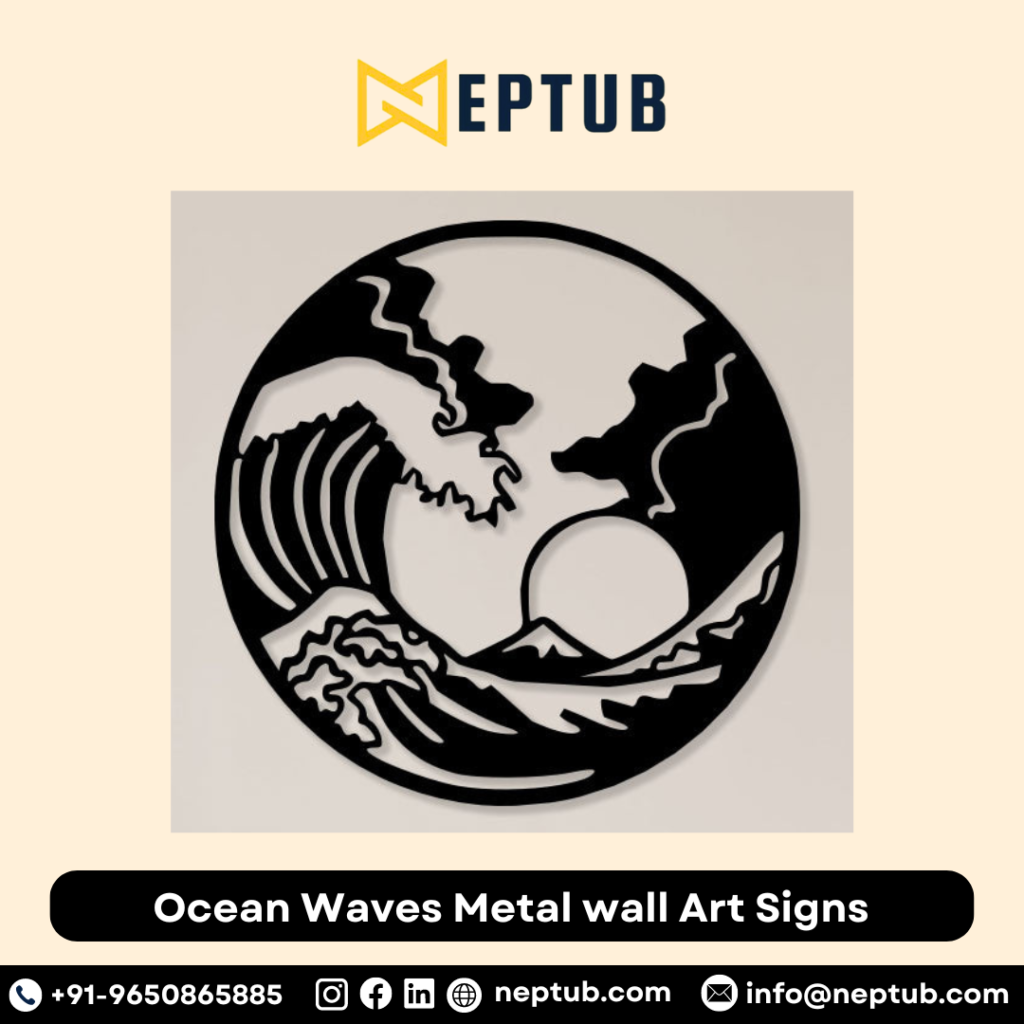 Ocean Waves Metal Wall Art Sign Capturing the Serenity of the Sea
