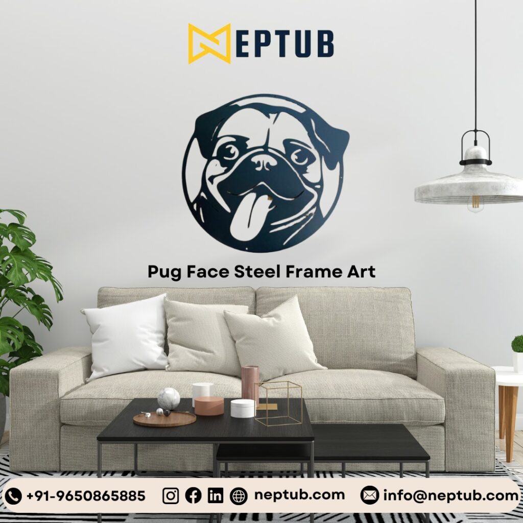 Add a Unique Touch to Your Space with Pug Face Steel Frame Art