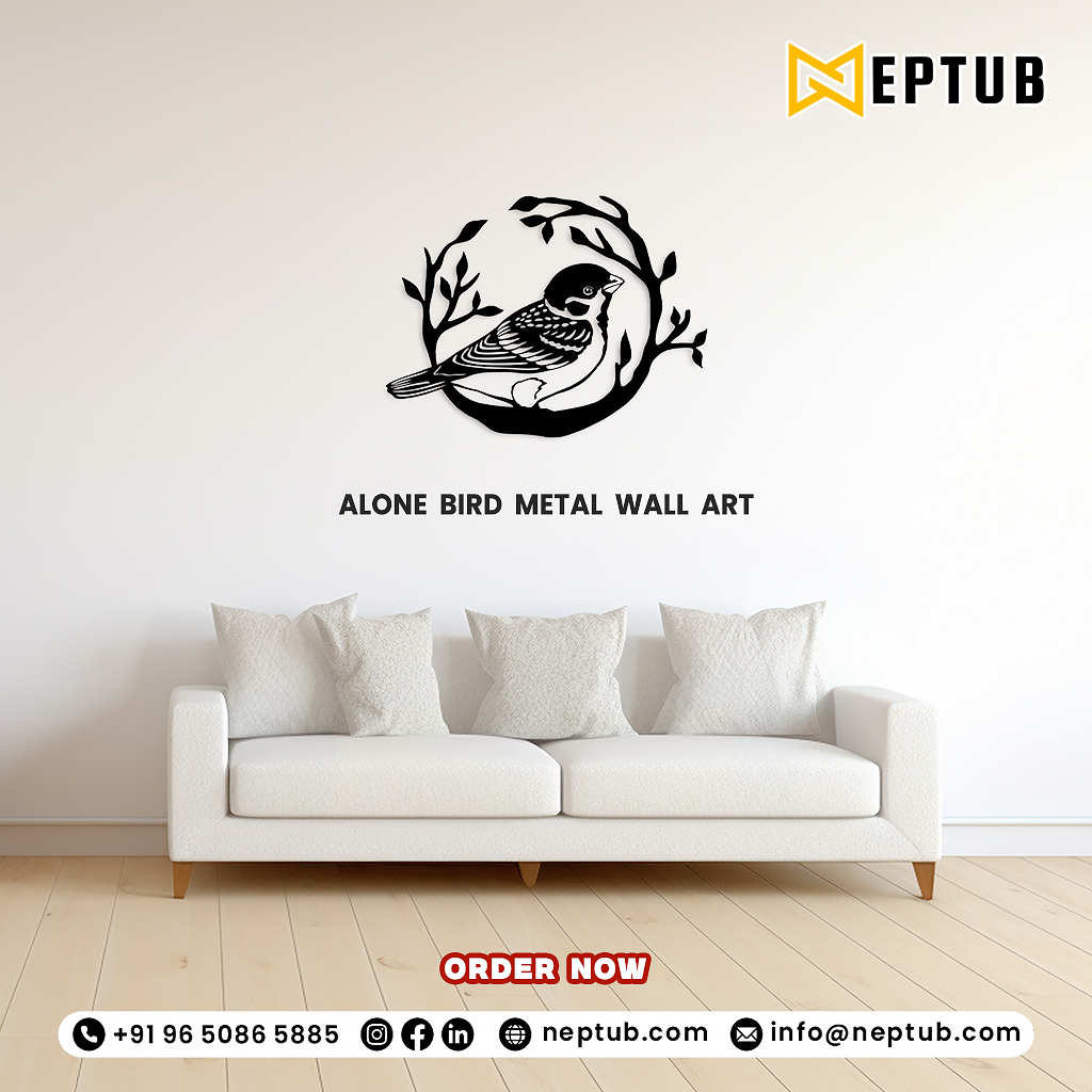 Grace Your Walls with the Serenity of Alone Bird Metal Wall Art