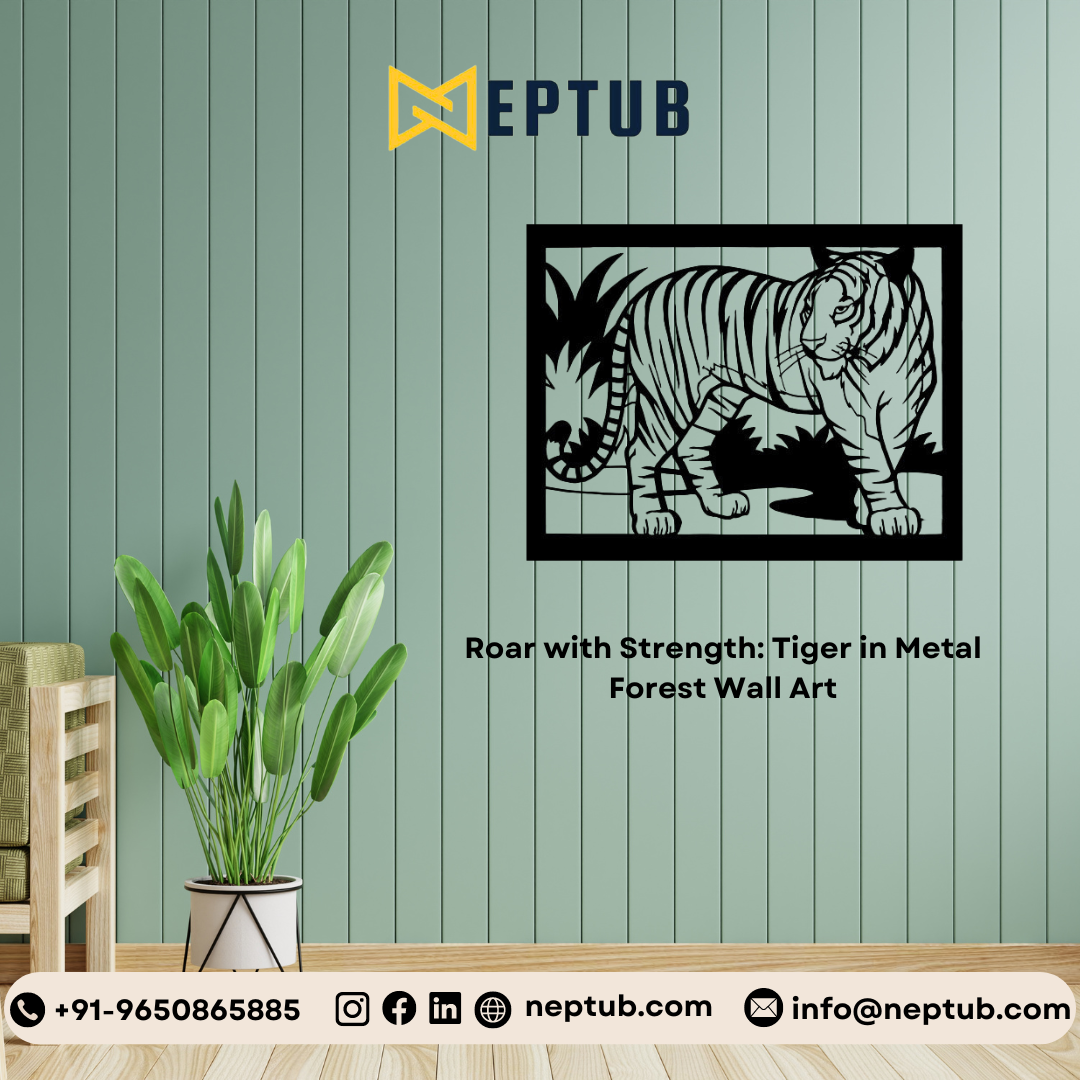 Roar With Strength – Tiger in Metal Forest Wall Art