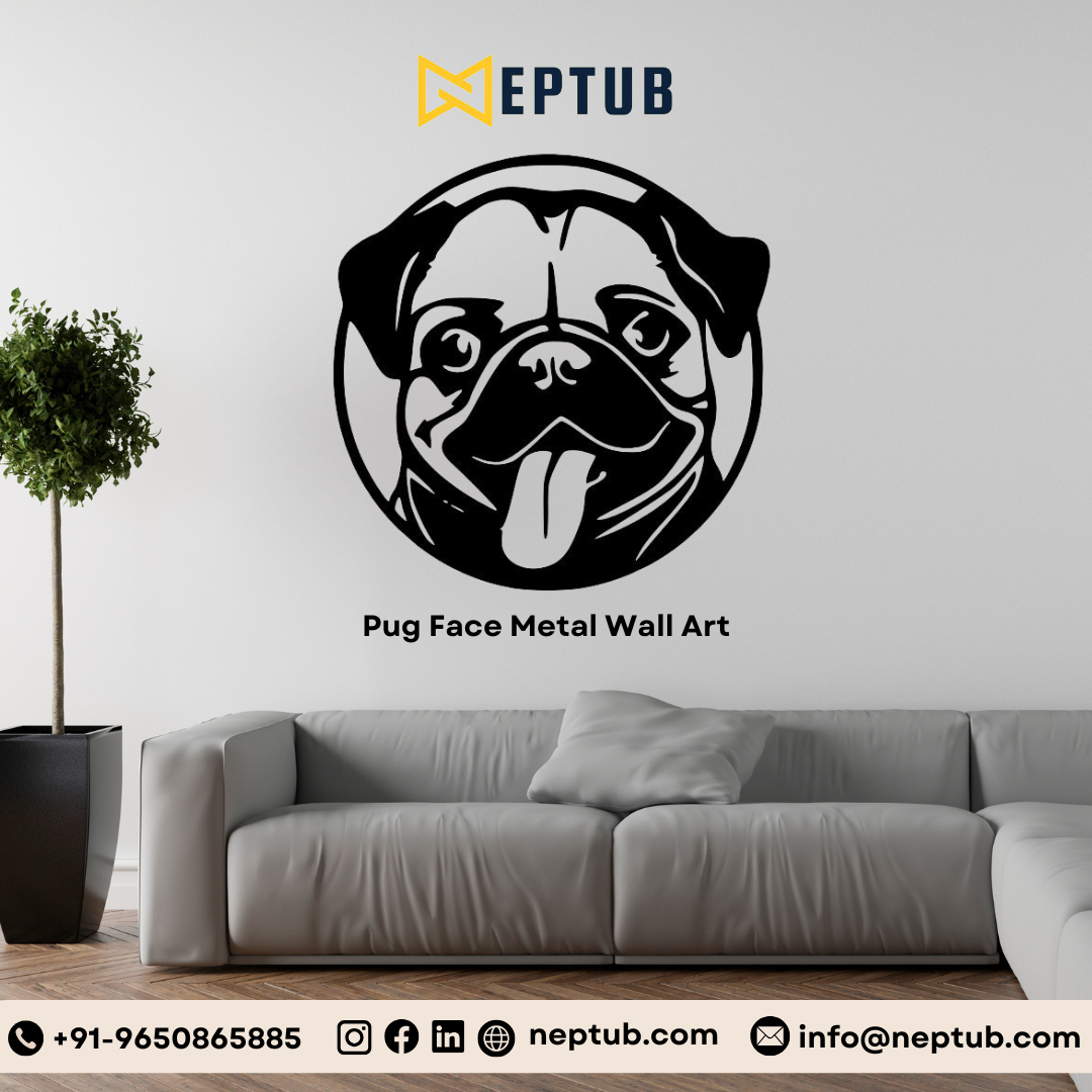 Add Playful Charm to Your Home with Pug Face Metal Wall Art from Neptub