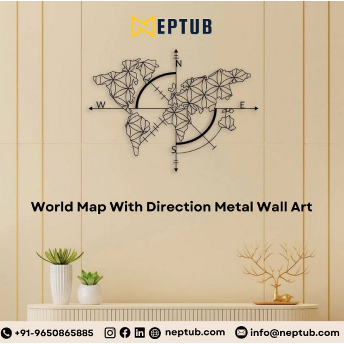 World Map Metal Wall Art