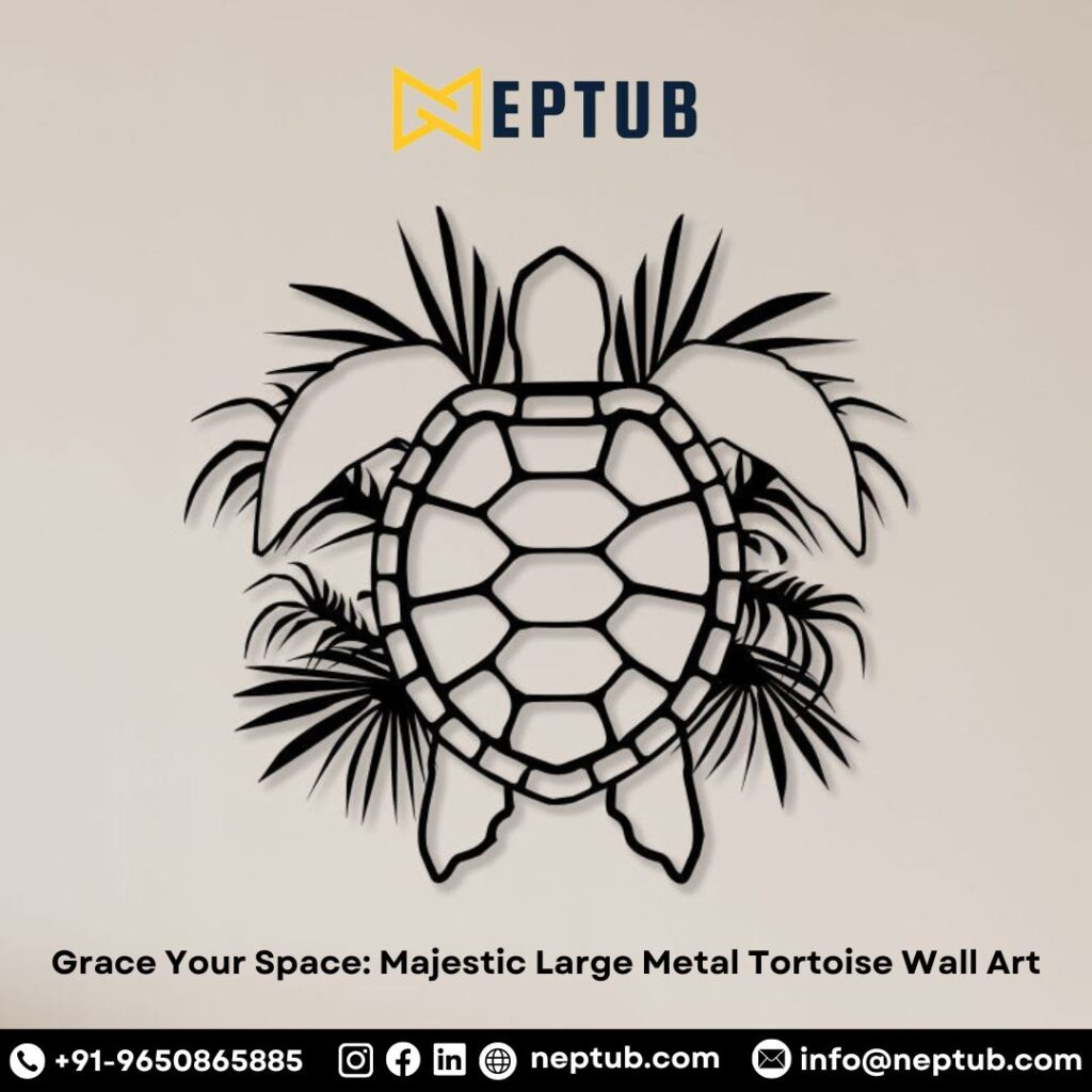 Bring Tranquility to Your Space with Majestic Tortoise Metal Wall Art!