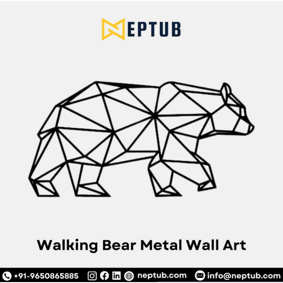 Walking Bear Metal Wall Art