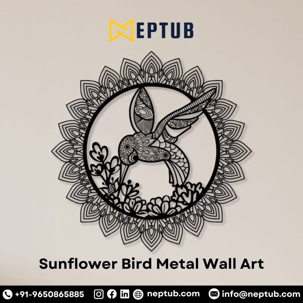 Sunflower Bird Metal Wall Art A Unique Blend of Nature and Elegance