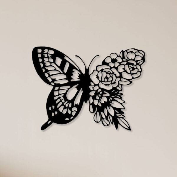 Rose Butterfly Metal Wall