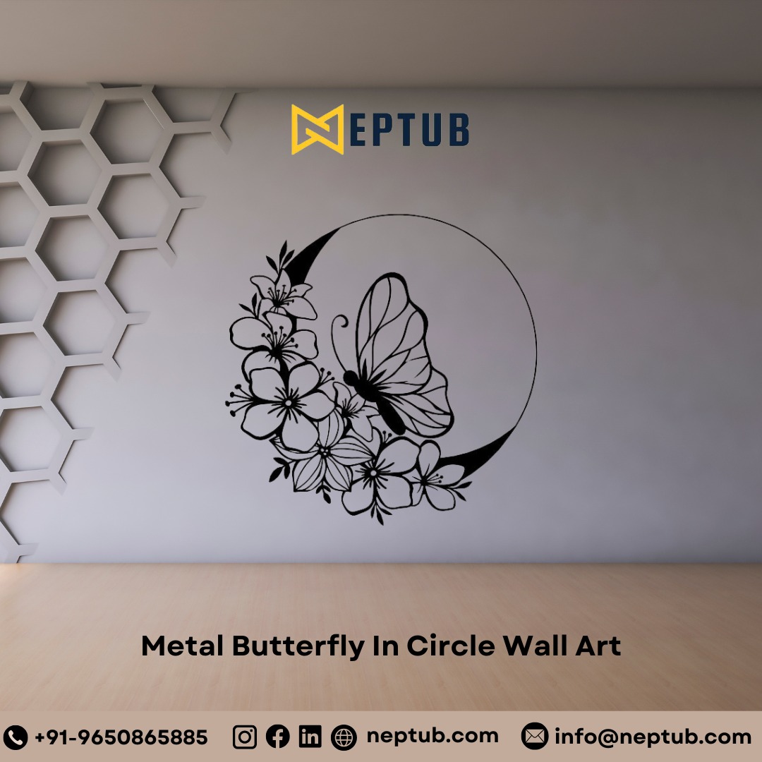 Fluttering Elegance Transform Your Walls with Butterfly in Circle Metal Art