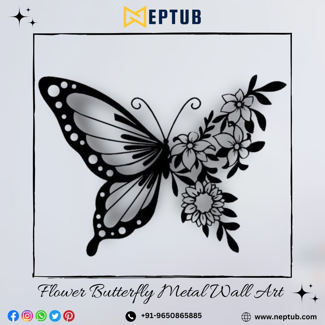 Flower Butterfly Metal Art