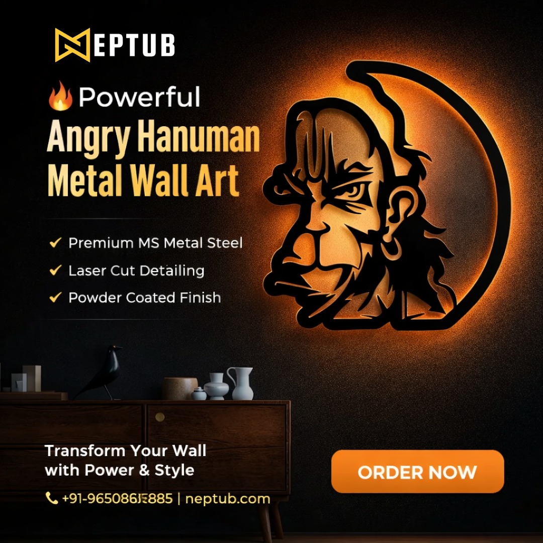 Angry Hanuman Metal Wall Art
