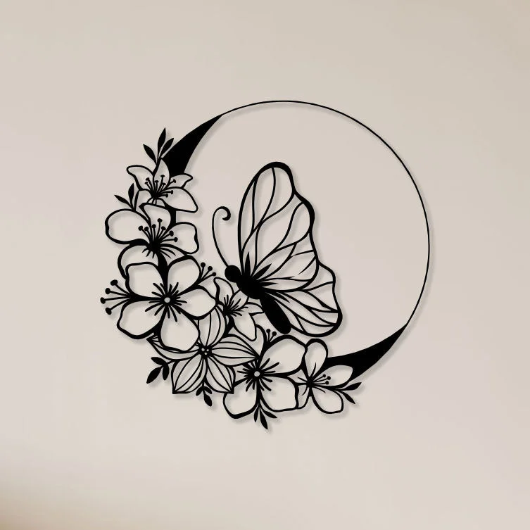 Flowers-Ring-Butterfly-Metal-Wall-Art1